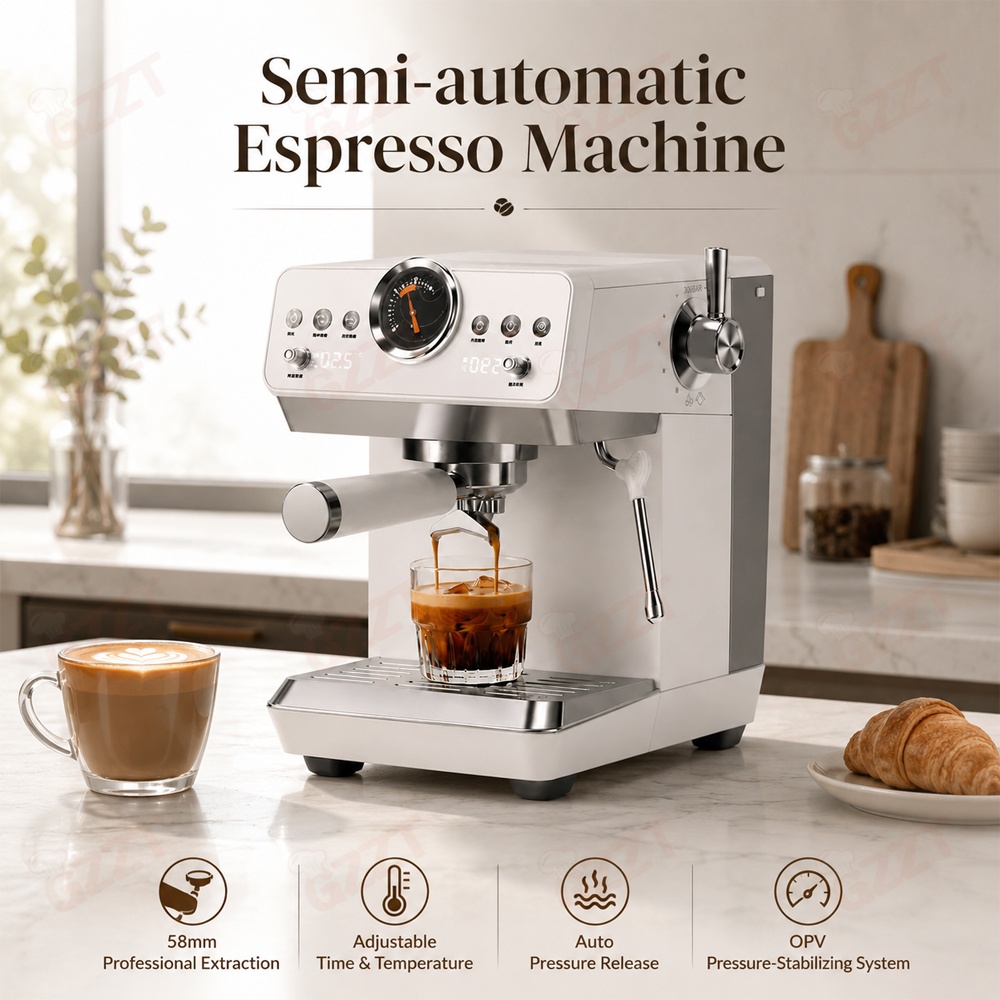 Espresso Machine Semi Auto - GZZT CM2250 반자동 에스프레소 커피 머신,