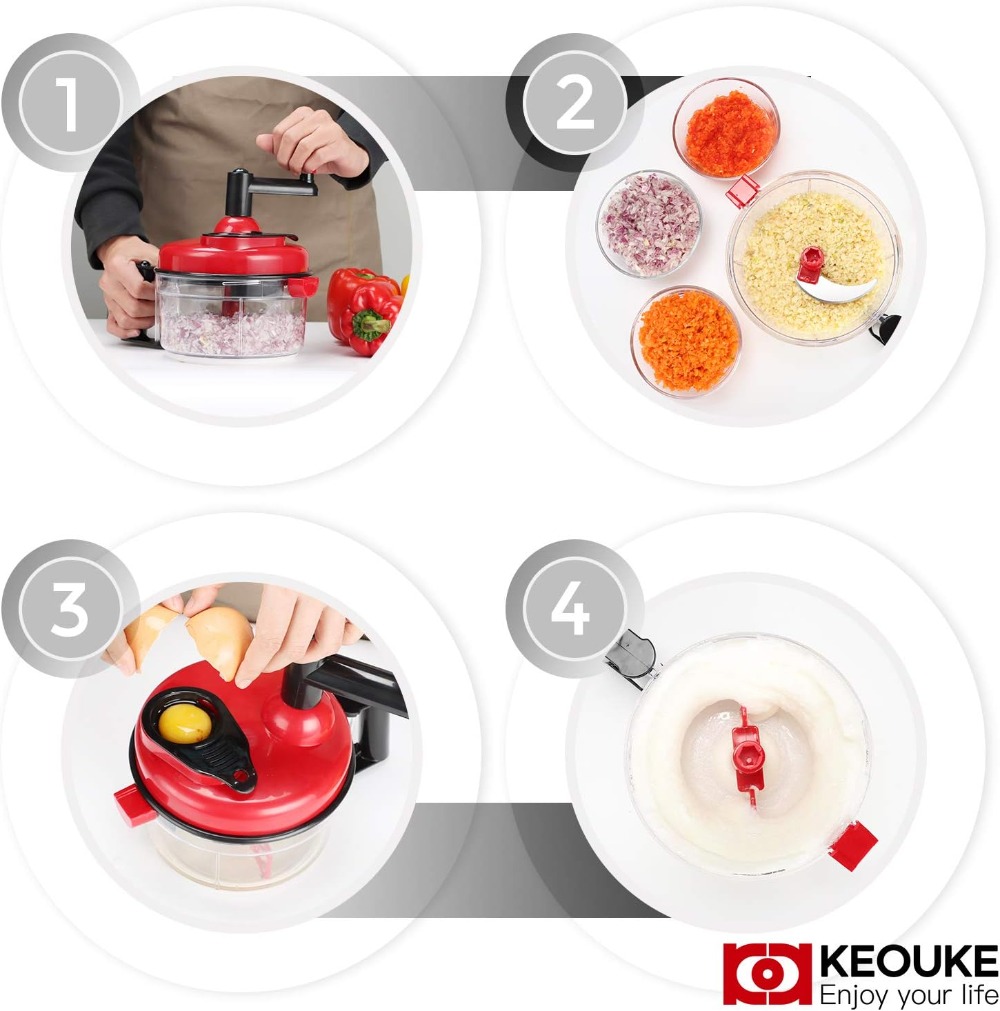 핸드 크랭크 푸드 초퍼 - 계란 분리기가 있는 수동 푸 - Food Processor Large 리뷰 및 가격