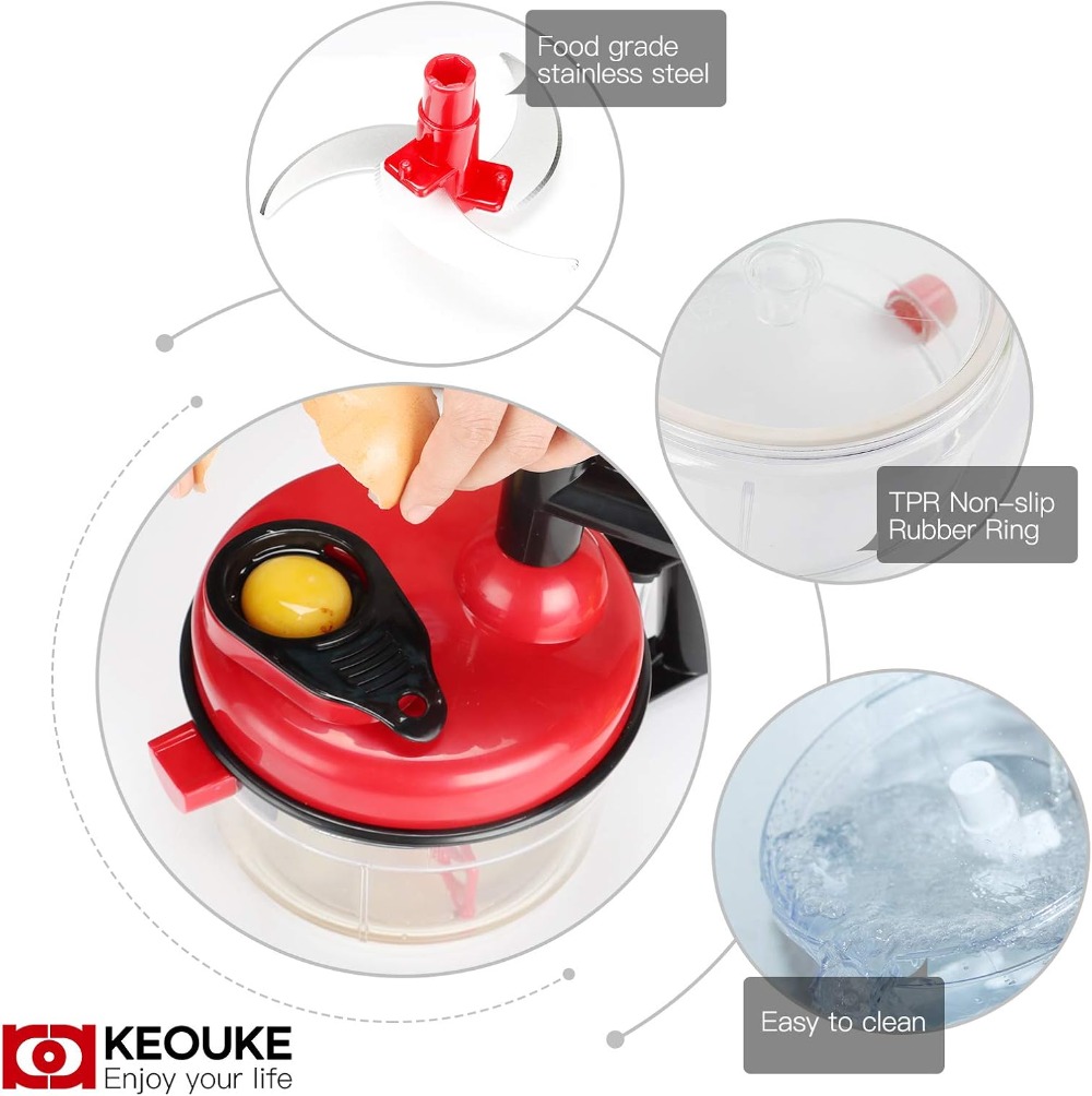 핸드 크랭크 푸드 초퍼 - 계란 분리기가 있는 수동 푸 - Food Processor Large 리뷰 및 가격